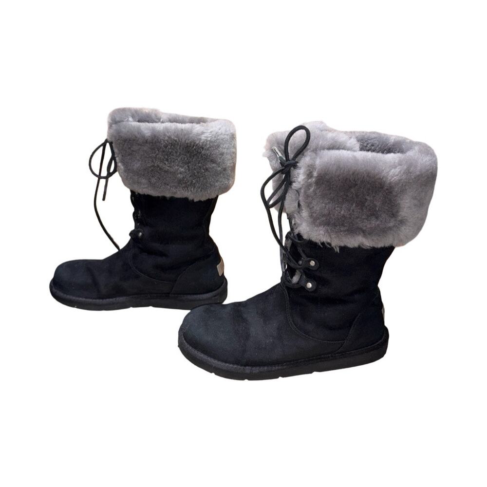 UGG Australia 1892 Montclair Black Suede Leather Shearling Boots  Size: US 11 - Picture 4 of 8